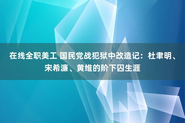 在线全职美工 国民党战犯狱中改造记：杜聿明、宋希濂、黄维的阶下囚生涯